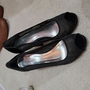 Glitter open toe heel